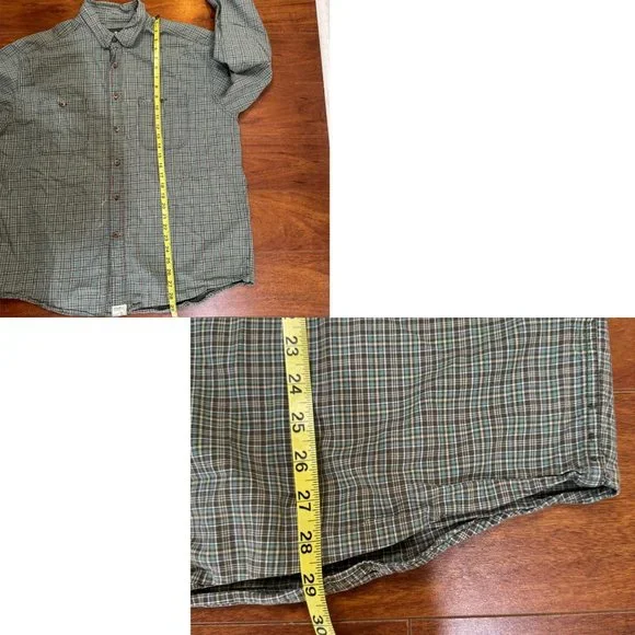 Eddie Bauer Men's Green Micro Plaid Long Sleeve Casual Button Shirt Size XL - Picture 10 of 12